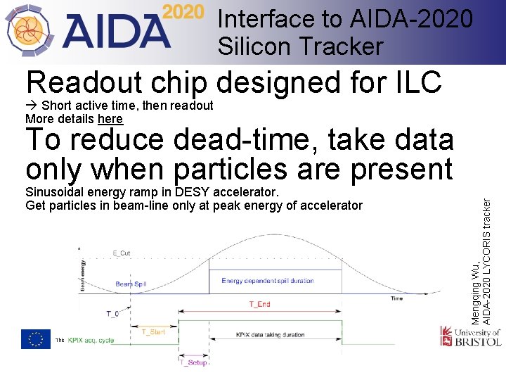 Interface to AIDA-2020 Silicon Tracker Readout chip designed for ILC Short active time, then