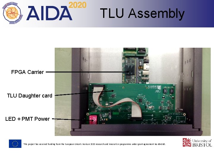 TLU Assembly FPGA Carrier TLU Daughter card LED + PMT Power This project has