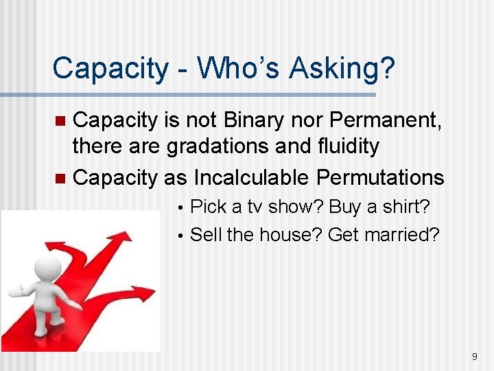 Capacity - Who’s Asking? Capacity is not Binary nor Permanent, there are gradations and