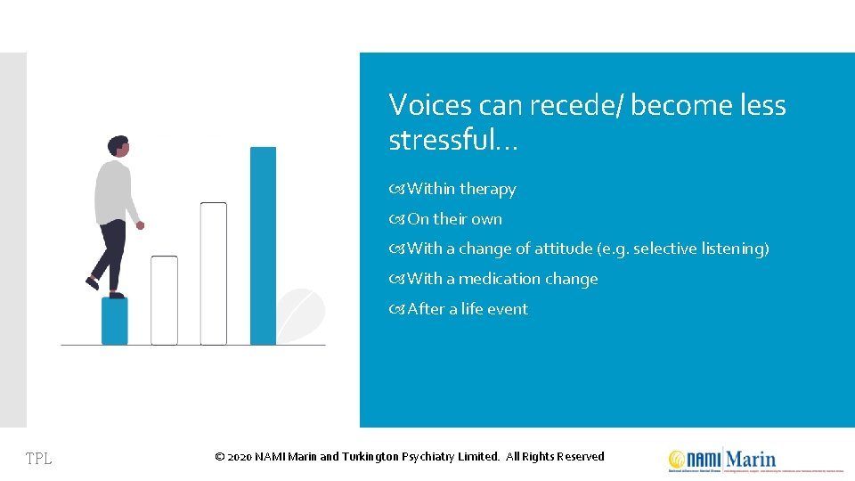 Voices can recede/ become less stressful… Within therapy On their own With a change