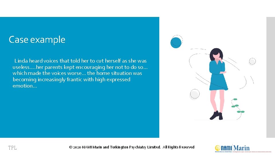 Case example Linda heard voices that told her to cut herself as she was