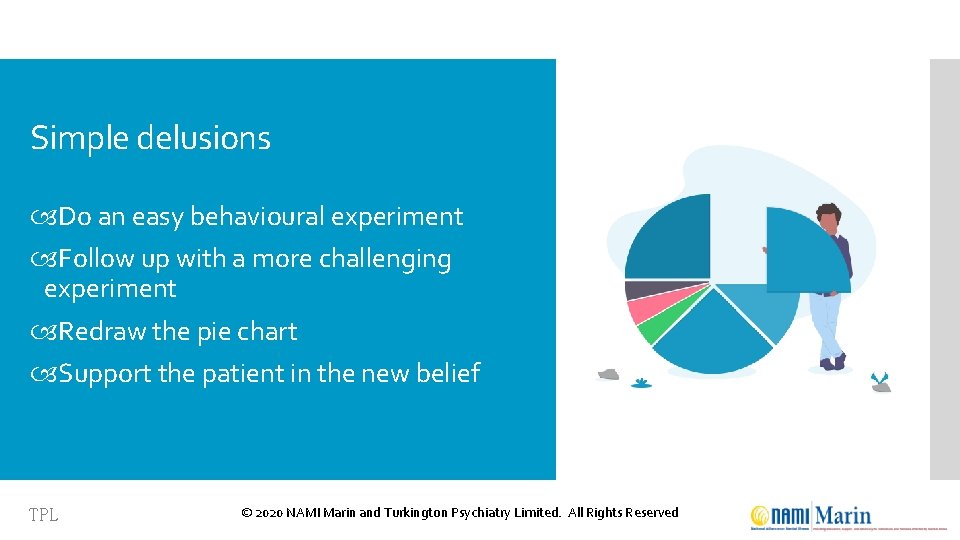 Simple delusions Do an easy behavioural experiment Follow up with a more challenging experiment
