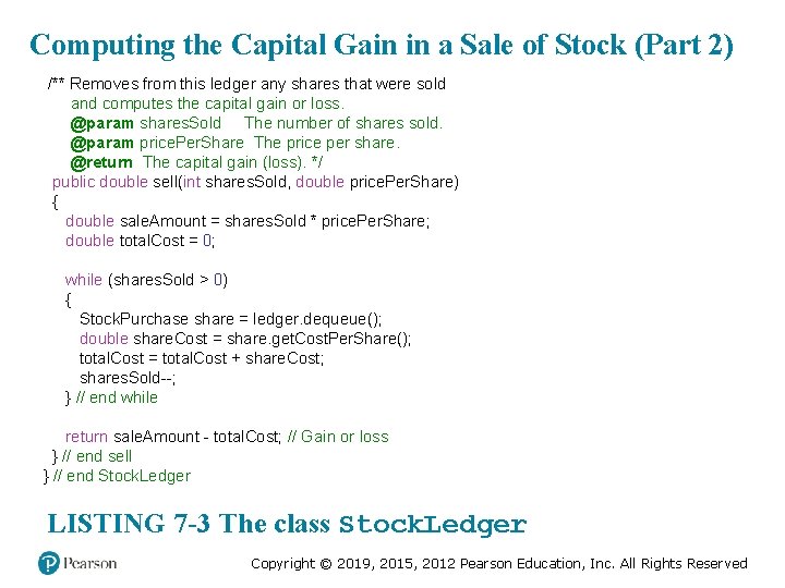 Computing the Capital Gain in a Sale of Stock (Part 2) /** Removes from