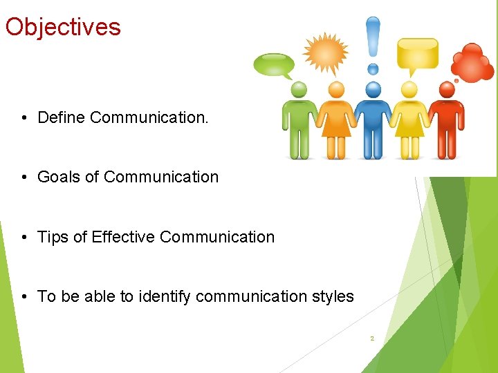 Objectives • Define Communication. • Goals of Communication • Tips of Effective Communication •