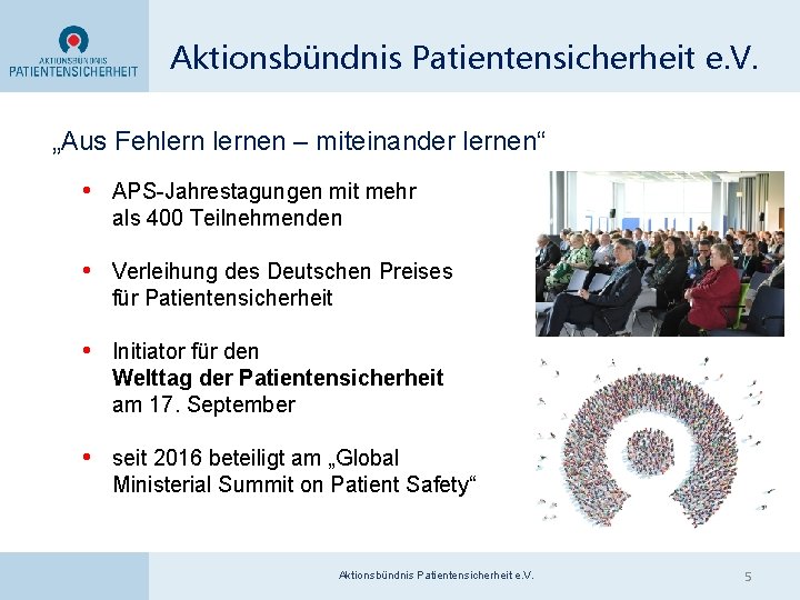 Aktionsbündnis Patientensicherheit e. V. „Aus Fehlernen – miteinander lernen“ • APS-Jahrestagungen mit mehr als Aktionsbündnis Patientensicherheit e. V. „Aus Fehlernen – miteinander lernen“ • APS-Jahrestagungen mit mehr als