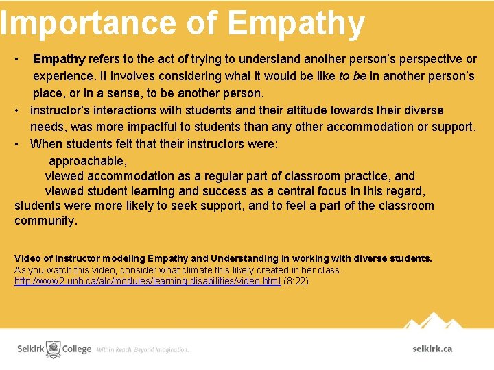 Importance of Empathy • Empathy refers to the act of trying to understand another Importance of Empathy • Empathy refers to the act of trying to understand another