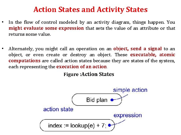 Action States and Activity States • In the flow of control modeled by an Action States and Activity States • In the flow of control modeled by an