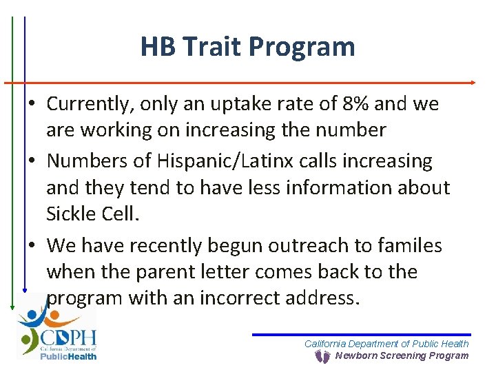 HB Trait Program • Currently, only an uptake rate of 8% and we are