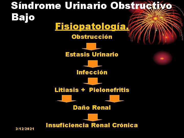 Síndrome Urinario Obstructivo Bajo Fisiopatología. Obstrucción Estasis Urinario Infección Litiasis + Pielonefritis Daño Renal