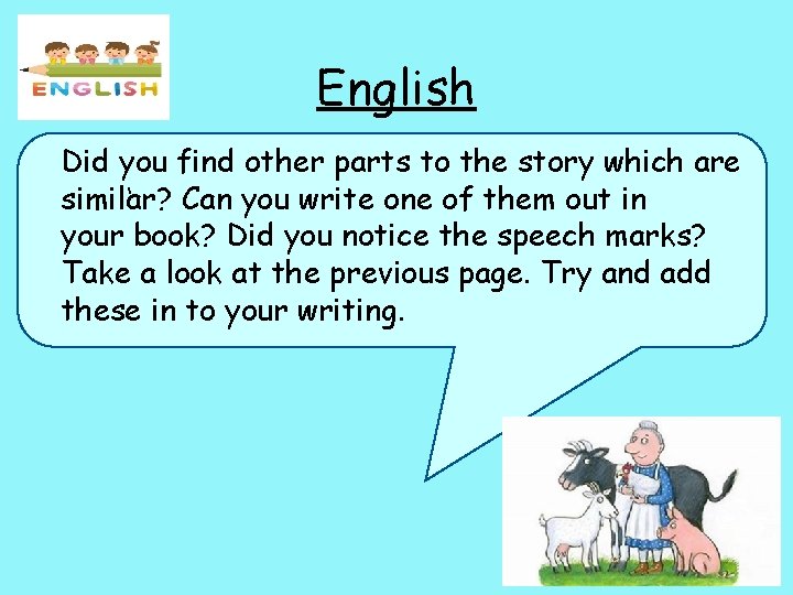 English Did you find other parts to the story which are ‘ similar? Can