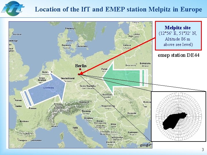  Location of the If. T and EMEP station Melpitz in Europe Melpitz site