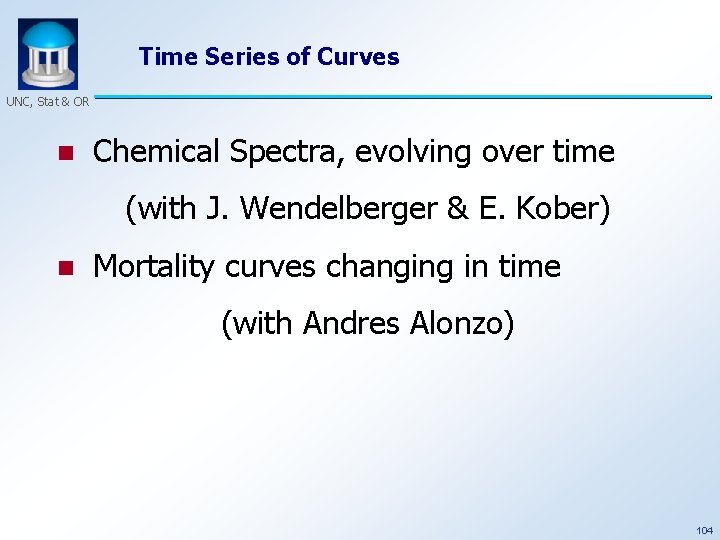 Time Series of Curves UNC, Stat & OR n Chemical Spectra, evolving over time