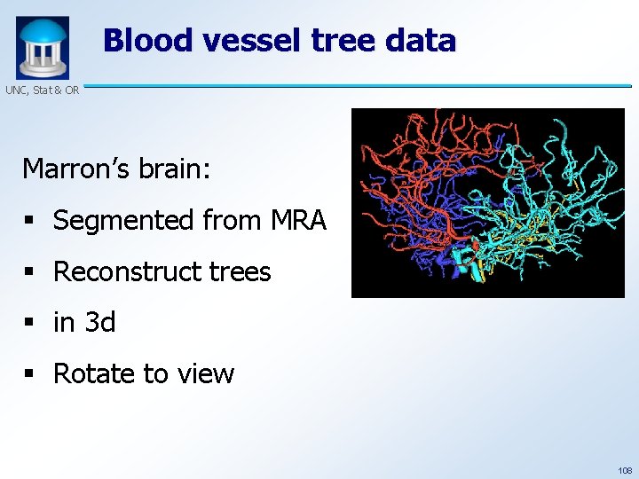 Blood vessel tree data UNC, Stat & OR Marron’s brain: § Segmented from MRA