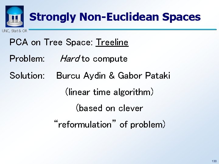 Strongly Non-Euclidean Spaces UNC, Stat & OR PCA on Tree Space: Treeline Problem: Solution: