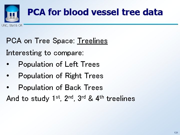 PCA for blood vessel tree data UNC, Stat & OR PCA on Tree Space: