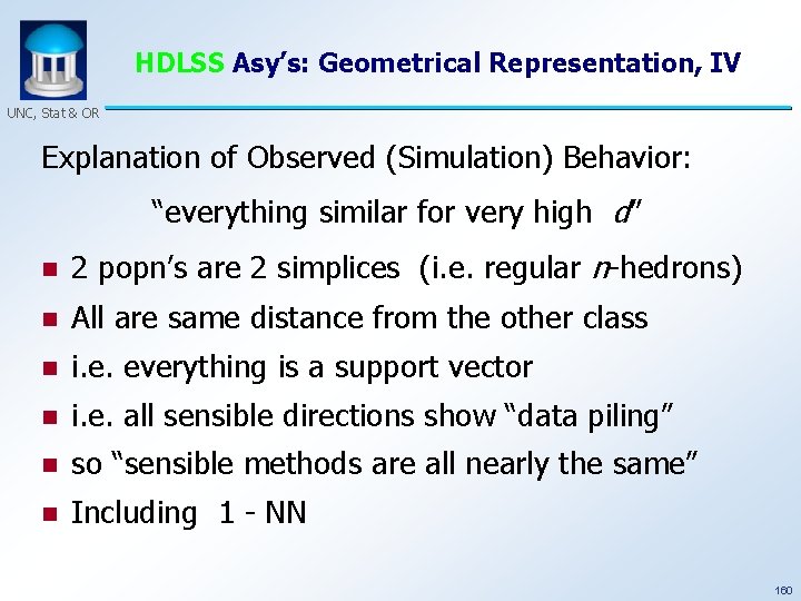 HDLSS Asy’s: Geometrical Representation, IV UNC, Stat & OR Explanation of Observed (Simulation) Behavior: