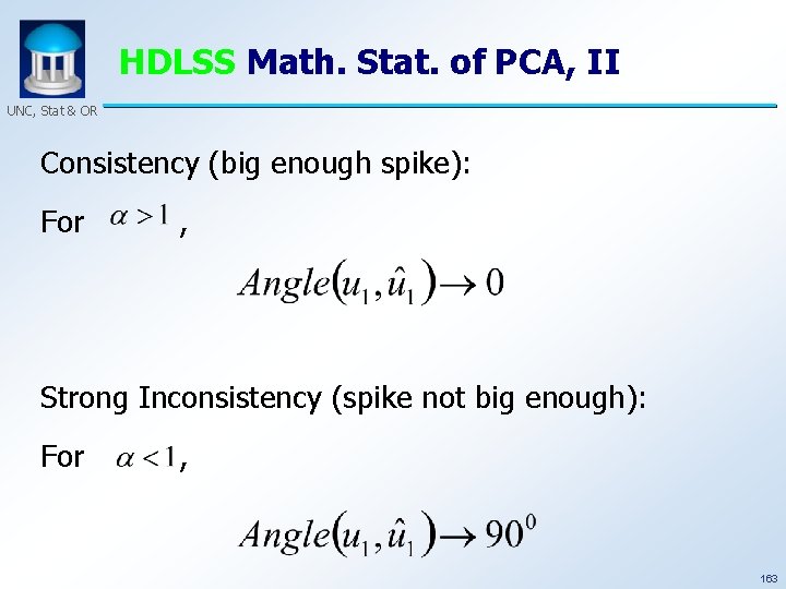 HDLSS Math. Stat. of PCA, II UNC, Stat & OR Consistency (big enough spike):