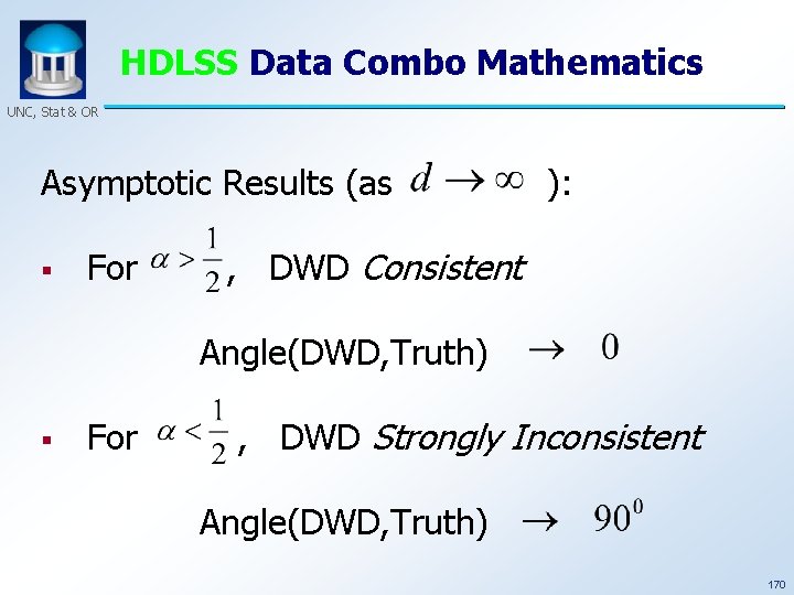 HDLSS Data Combo Mathematics UNC, Stat & OR Asymptotic Results (as § For ):