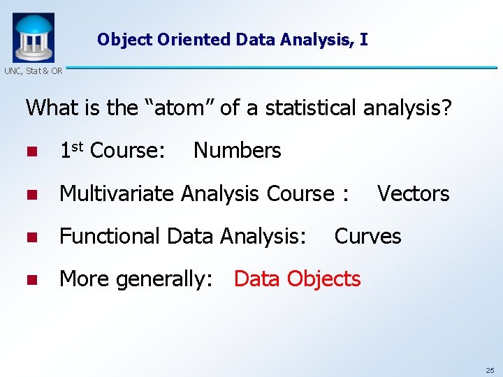 Object Oriented Data Analysis, I UNC, Stat & OR What is the “atom” of