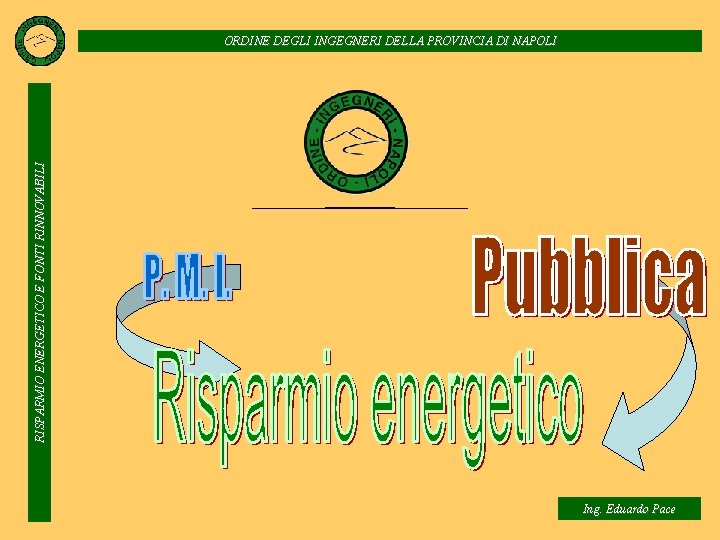 RISPARMIO ENERGETICO E FONTI RINNOVABILI ORDINE DEGLI INGEGNERI DELLA PROVINCIA DI NAPOLI Ing. Eduardo