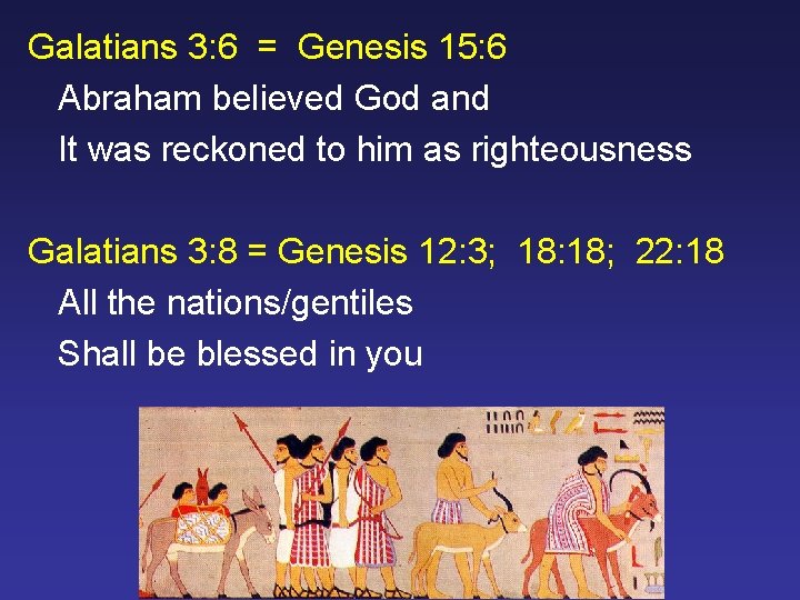 Galatians 3: 6 = Genesis 15: 6 Abraham believed God and It was reckoned