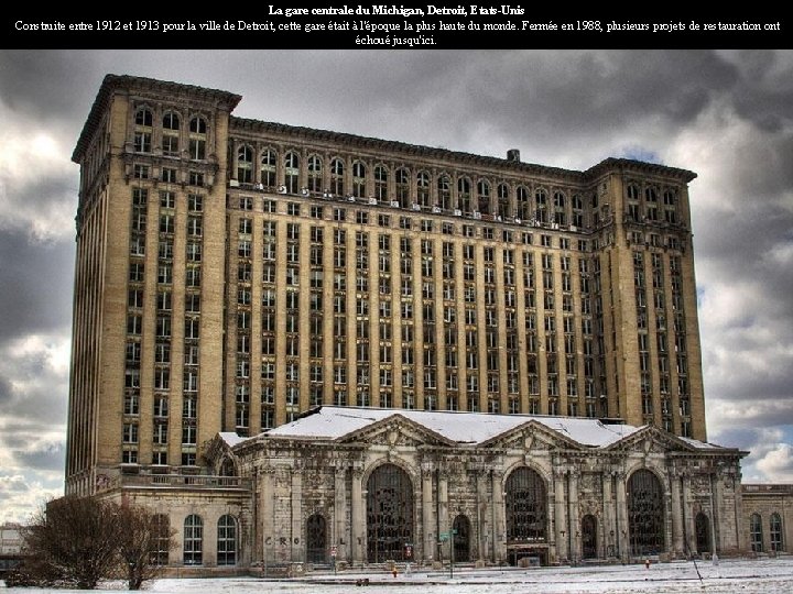 La gare centrale du Michigan, Detroit, Etats-Unis Construite entre 1912 et 1913 pour la