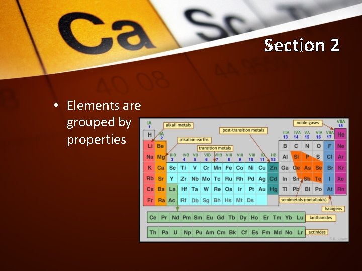Section 2 • Elements are grouped by properties 