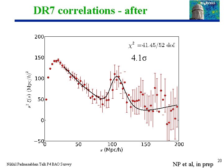 DR 7 correlations - after 4. 1σ Nikhil Padmanabhan Talk P 4 BAO Survey