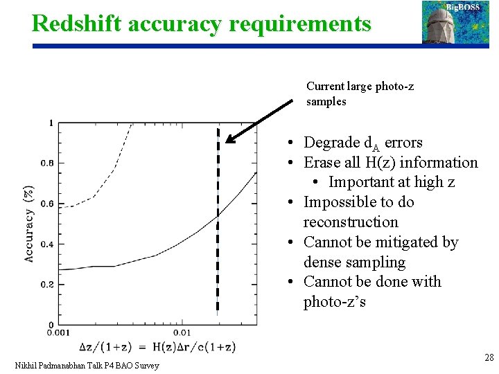 Redshift accuracy requirements Current large photo-z samples • Degrade d. A errors • Erase