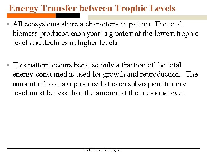 Energy Transfer between Trophic Levels • All ecosystems share a characteristic pattern: The total