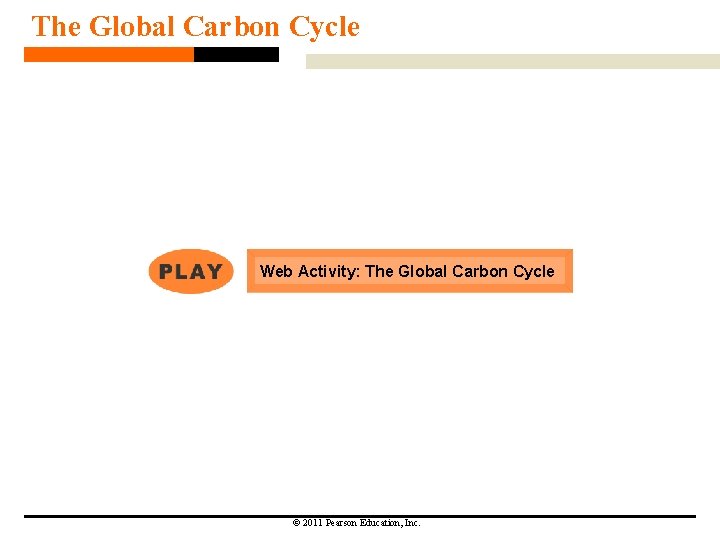 The Global Carbon Cycle Web Activity: The Global Carbon Cycle © 2011 Pearson Education, The Global Carbon Cycle Web Activity: The Global Carbon Cycle © 2011 Pearson Education,