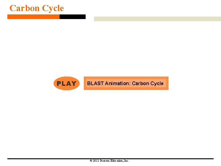 Carbon Cycle BLAST Animation: Carbon Cycle © 2011 Pearson Education, Inc. Carbon Cycle BLAST Animation: Carbon Cycle © 2011 Pearson Education, Inc.