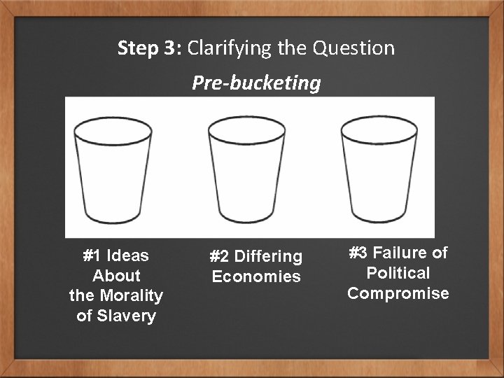 Step 3: Clarifying the Question Pre-bucketing #1 Ideas About the Morality of Slavery #2