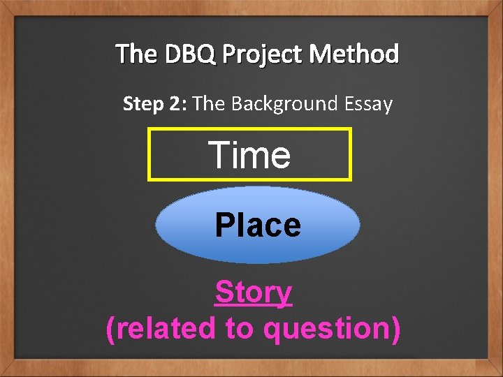 The DBQ Project Method Step 2: The Background Essay Time Place Story (related to