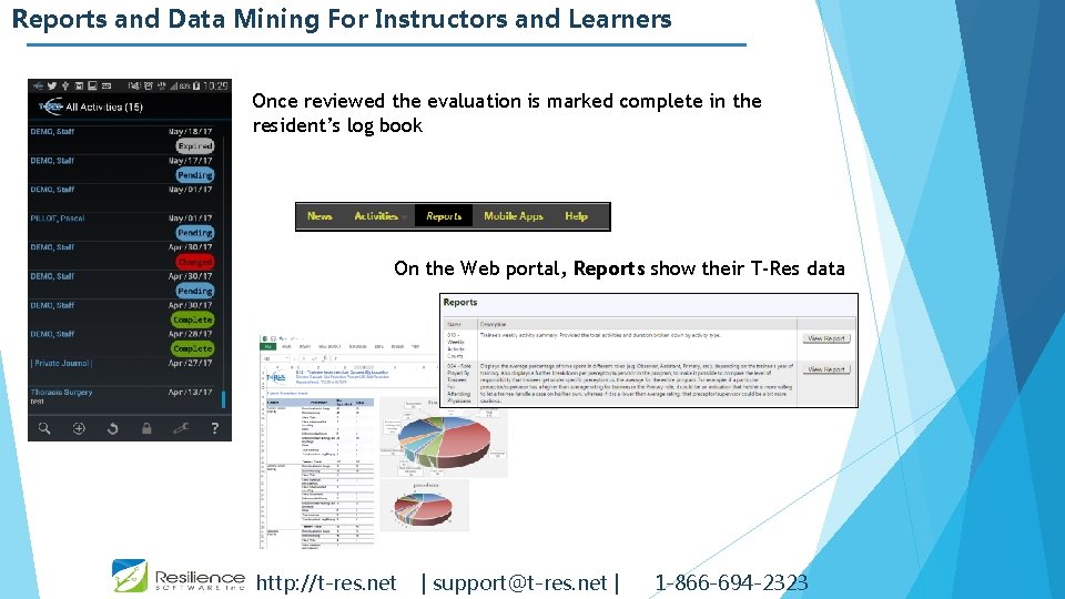 Reports and Data Mining For Instructors and Learners Once reviewed the evaluation is marked