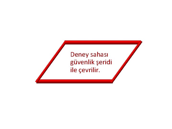 Deney sahası güvenlik şeridi ile çevrilir. 