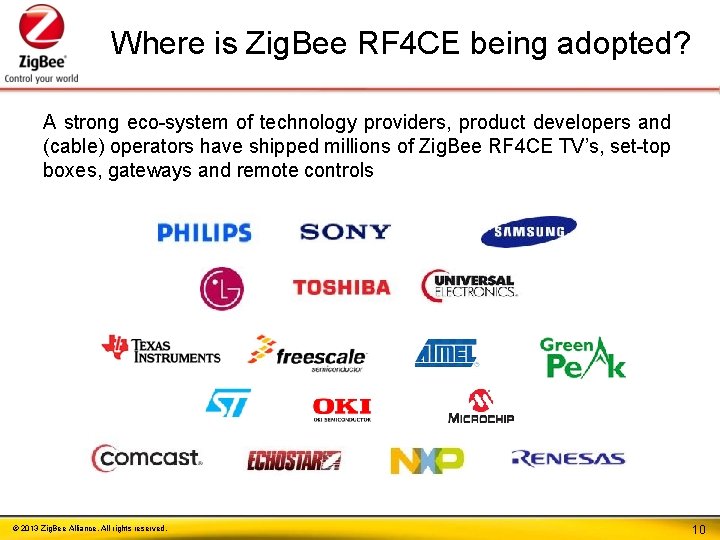 Where is Zig. Bee RF 4 CE being adopted? A strong eco-system of technology