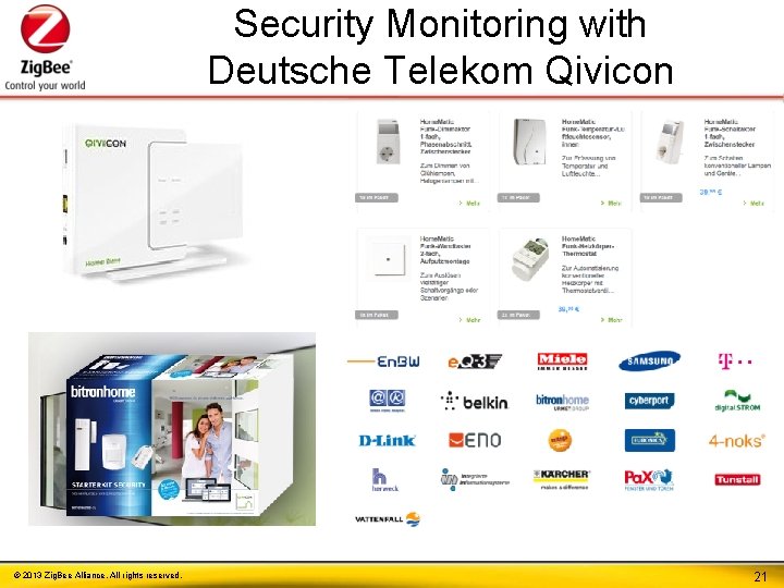 Security Monitoring with Deutsche Telekom Qivicon © 2013 Zig. Bee Alliance. All rights reserved.