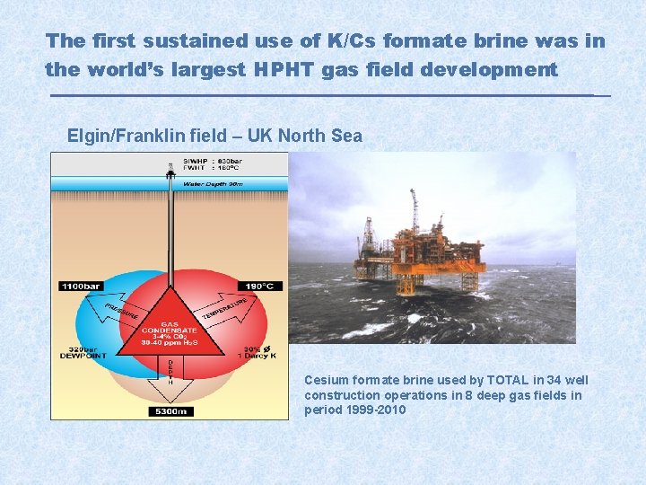 The first sustained use of K/Cs formate brine was in the world’s largest HPHT