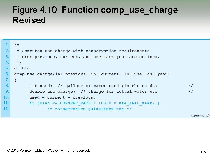Figure 4. 10 Function comp_use_charge Revised 1 -49 © 2012 Pearson Addison-Wesley. All rights