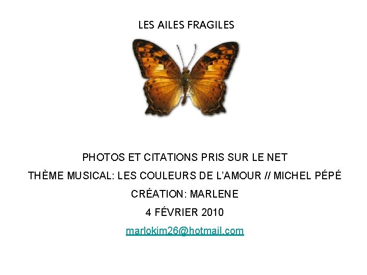 LES AILES FRAGILES PHOTOS ET CITATIONS PRIS SUR LE NET THÈME MUSICAL: LES COULEURS