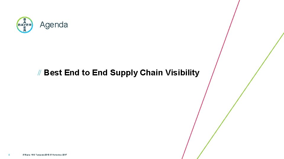 Agenda Best End to End Supply Chain Visibility 2 /// Bayer 16: 9 Template