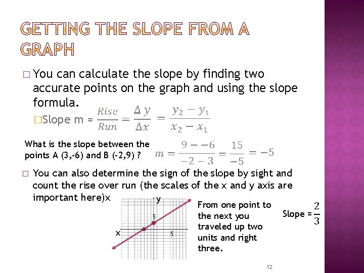 � You can calculate the slope by finding two accurate points on the graph � You can calculate the slope by finding two accurate points on the graph