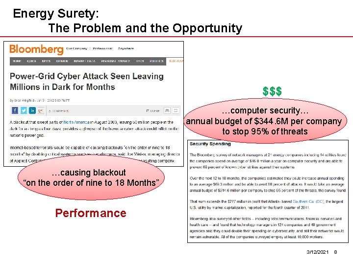 Energy Surety: The Problem and the Opportunity $$$ …computer security… annual budget of $344.