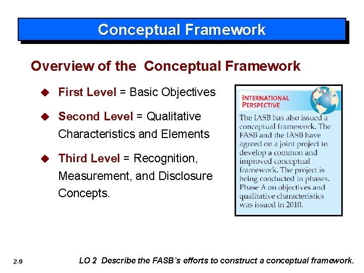 Conceptual Framework Overview of the Conceptual Framework 2 -9 u First Level = Basic