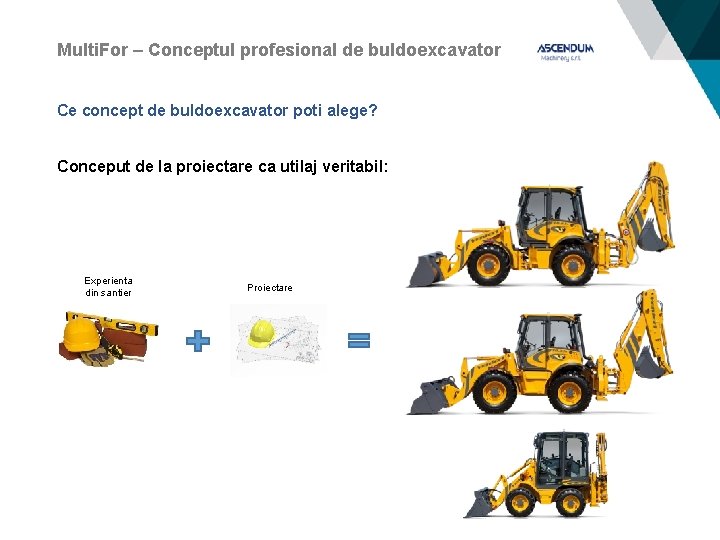 Multi. For – Conceptul profesional de buldoexcavator Ce concept de buldoexcavator poti alege? Conceput
