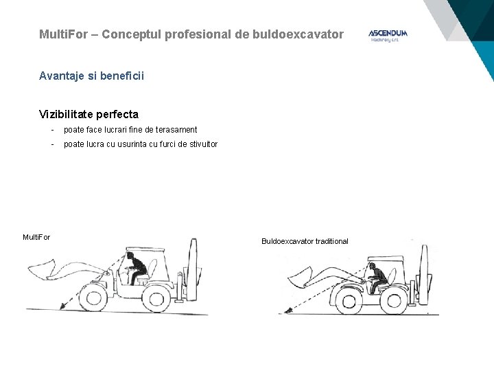 Multi. For – Conceptul profesional de buldoexcavator Avantaje si beneficii Vizibilitate perfecta Multi. For