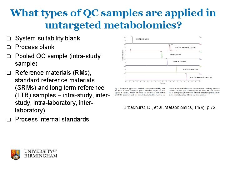 What types of QC samples are applied in untargeted metabolomics? q q q System