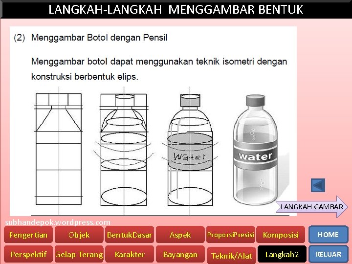 LANGKAH-LANGKAH MENGGAMBAR BENTUK LANGKAH GAMBAR subhandepok. wordpress. com Pengertian Objek Bentuk. Dasar Perspektif Gelap