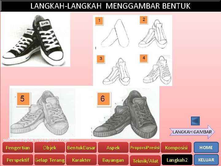 LANGKAH-LANGKAH MENGGAMBAR BENTUK LANGKAH GAMBAR subhandepok. wordpress. com Pengertian Objek Bentuk. Dasar Perspektif Gelap